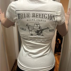 True Religion white and silver tee shirt. Size XS.